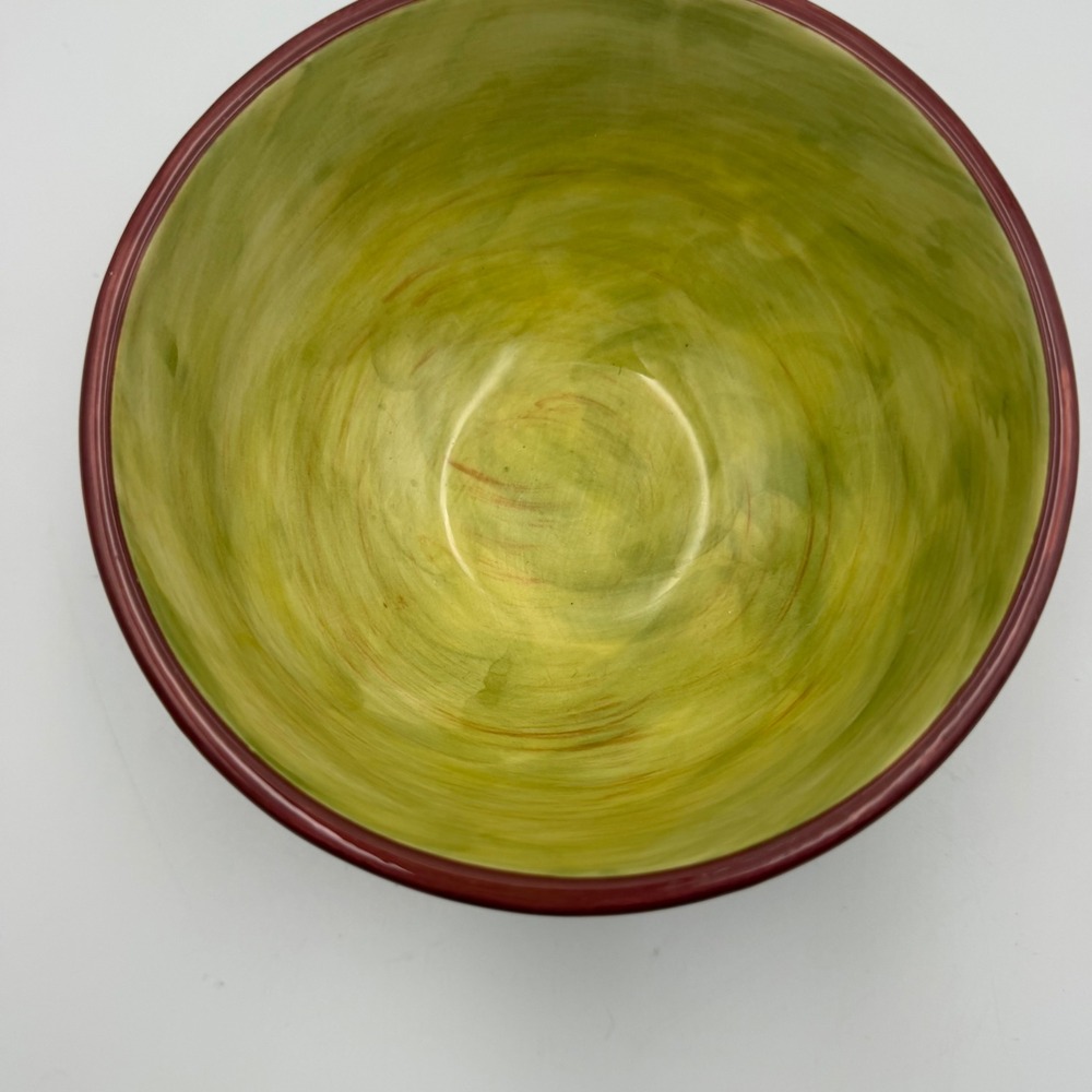 Pfaltzgraff Central Market Ceramic Bowl Red Green Leaf Hand Painted 5.5 inch